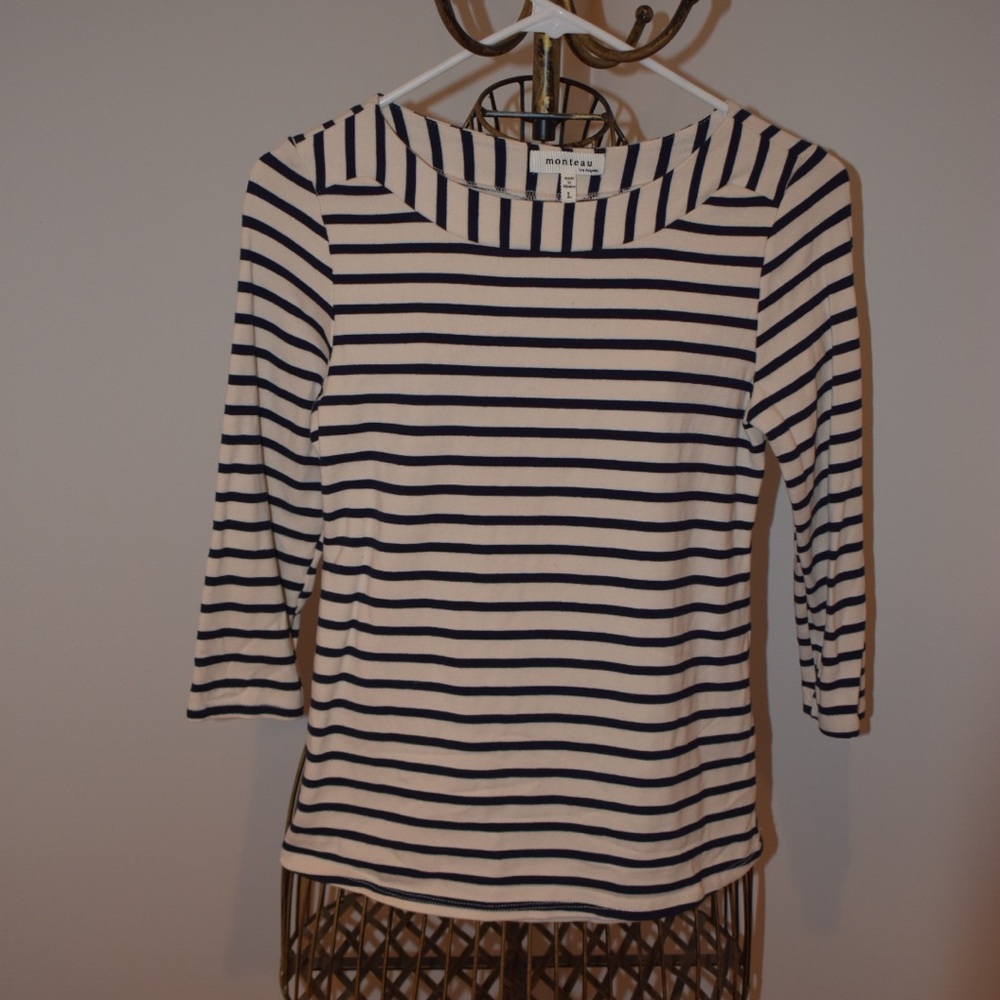 Striped Top With Elbow Patches